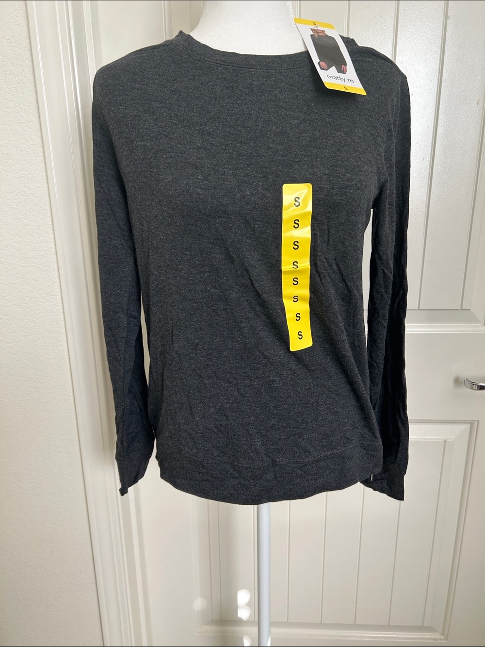 Matty M Charcoal Crewneck Long-Sleeve Tee